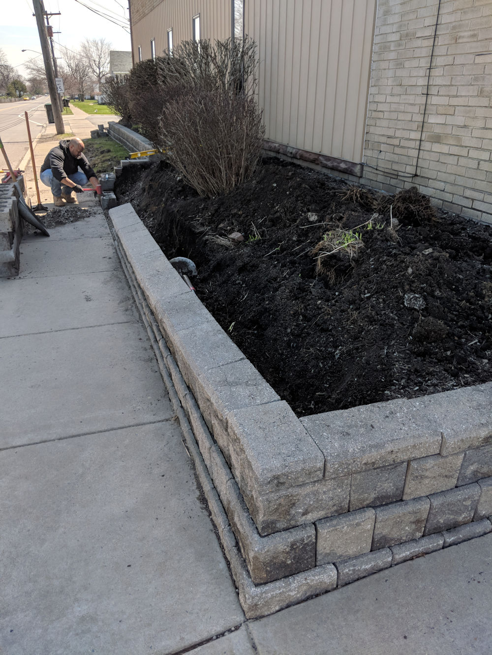 Commercial Retaining Wall Project by Mike Sinatra Landscaping and Snow Plowing